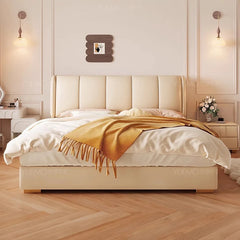 White Cream Cloud Beds Large Size Beauty Wooden Comfortable Upholstered Beds Ergonomic Floor Letto Matrimoniale Home Furniture