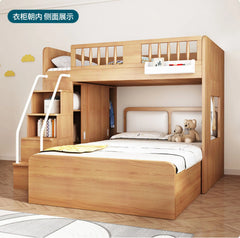 Children's Staggered Upper And Lower Bunk Beds Small Apartment Household Child And Mother Desk Wardrobe Modern bedroom furniture