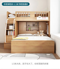 Children's Staggered Upper And Lower Bunk Beds Small Apartment Household Child And Mother Desk Wardrobe Modern bedroom furniture