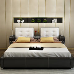 Indian Furniture Bedroom Beds Modern Luxury Beds Have LED Light Leather Bed Room With Usb