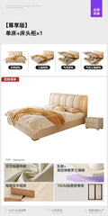 White Cream Cloud Beds Large Size Beauty Wooden Comfortable Upholstered Beds Ergonomic Floor Letto Matrimoniale Home Furniture