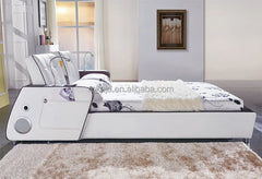 Indian Furniture Bedroom Beds Modern Luxury Beds Have LED Light Leather Bed Room With Usb