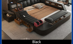 Modern Double Bed Girls Design Smart Bedroom Queen King Size Bed Beauty Sleeping Princess Leather Cama Lounge Suite Furniture