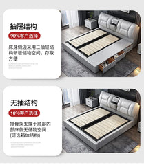 King Upholstered Beds Minimalist Frames Children Bedroom Beds Multifunctional Headboard Meubles De Chambre Home Furniture