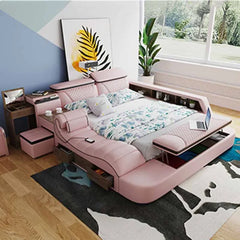 European Style Double Bed Modern Storage Loft Multifunctional King Double Bed Full Size Floor Cama Inteligente Bedroom Furniture