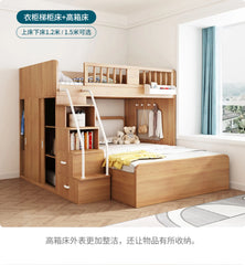 Children's Staggered Upper And Lower Bunk Beds Small Apartment Household Child And Mother Desk Wardrobe Modern bedroom furniture