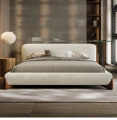 Modern Simple Bed Fabric Bed Japanese Tatami Double Bed Italian Minimalist Master Bedroom Soft Back Lamb'S Wool Bed