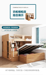 Children's Staggered Upper And Lower Bunk Beds Small Apartment Household Child And Mother Desk Wardrobe Modern bedroom furniture