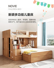 Children's Staggered Upper And Lower Bunk Beds Small Apartment Household Child And Mother Desk Wardrobe Modern bedroom furniture