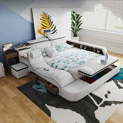 European Style Double Bed Modern Storage Loft Multifunctional King Double Bed Full Size Floor Cama Inteligente Bedroom Furniture