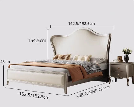 Backrest Sale Luxury Double Bed Modern Leather Wooden Adults Bedroom Double Bed Twin Queen Frame Cama Matrimonial Home Furniture