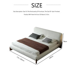 Modern Simple Bed Fabric Bed Japanese Tatami Double Bed Italian Minimalist Master Bedroom Soft Back Lamb'S Wool Bed