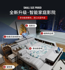 European Style Double Bed Modern Storage Loft Multifunctional King Double Bed Full Size Floor Cama Inteligente Bedroom Furniture