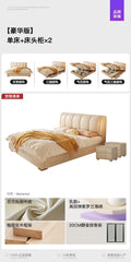 White Cream Cloud Beds Large Size Beauty Wooden Comfortable Upholstered Beds Ergonomic Floor Letto Matrimoniale Home Furniture