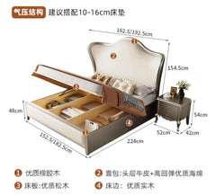 Backrest Sale Luxury Double Bed Modern Leather Wooden Adults Bedroom Double Bed Twin Queen Frame Cama Matrimonial Home Furniture