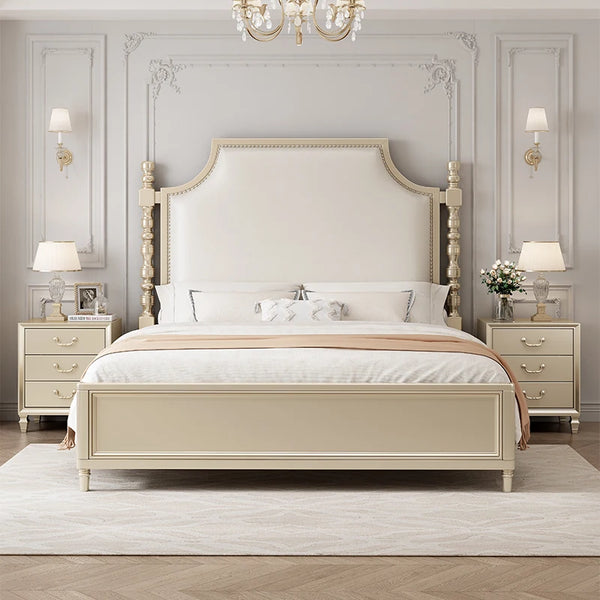 Fashionable Design Bed Frame Luxury Beauty Modern French Beds Aesthetics Safe Simple Wedding Wood Cama Casal Home Furniture