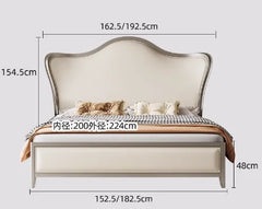 Backrest Sale Luxury Double Bed Modern Leather Wooden Adults Bedroom Double Bed Twin Queen Frame Cama Matrimonial Home Furniture