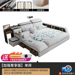 European Style Double Bed Modern Storage Loft Multifunctional King Double Bed Full Size Floor Cama Inteligente Bedroom Furniture