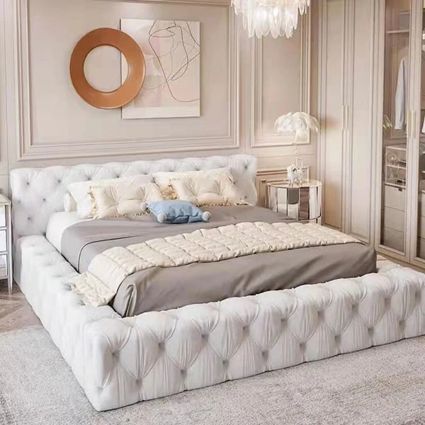 Wood Double Bed European Soft Upholstered Twin Bedroom Furniture Queen Luxury Modern Camas De Dormitorio