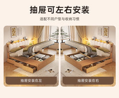 Upholstered Luxury Bed Wood Storage Drawer Tatami Home Bed Modern Liter Living Cama De Lujo Para Dormitorio Bedroom Furnitures