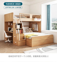 Children's Staggered Upper And Lower Bunk Beds Small Apartment Household Child And Mother Desk Wardrobe Modern bedroom furniture