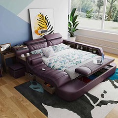 European Style Double Bed Modern Storage Loft Multifunctional King Double Bed Full Size Floor Cama Inteligente Bedroom Furniture