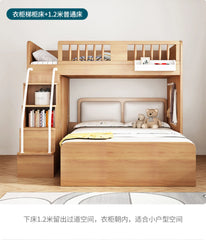 Children's Staggered Upper And Lower Bunk Beds Small Apartment Household Child And Mother Desk Wardrobe Modern bedroom furniture
