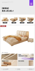 White Cream Cloud Beds Large Size Beauty Wooden Comfortable Upholstered Beds Ergonomic Floor Letto Matrimoniale Home Furniture