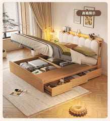 Upholstered Luxury Bed Wood Storage Drawer Tatami Home Bed Modern Liter Living Cama De Lujo Para Dormitorio Bedroom Furnitures