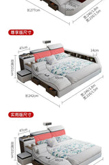 European Style Double Bed Modern Storage Loft Multifunctional King Double Bed Full Size Floor Cama Inteligente Bedroom Furniture