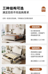 Backrest Sale Luxury Double Bed Modern Leather Wooden Adults Bedroom Double Bed Twin Queen Frame Cama Matrimonial Home Furniture