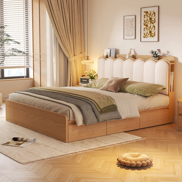 Upholstered Luxury Bed Wood Storage Drawer Tatami Home Bed Modern Liter Living Cama De Lujo Para Dormitorio Bedroom Furnitures