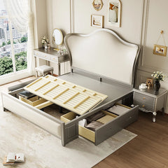 Backrest Sale Luxury Double Bed Modern Leather Wooden Adults Bedroom Double Bed Twin Queen Frame Cama Matrimonial Home Furniture