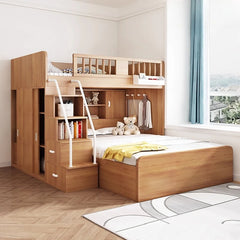 Children's Staggered Upper And Lower Bunk Beds Small Apartment Household Child And Mother Desk Wardrobe Modern bedroom furniture