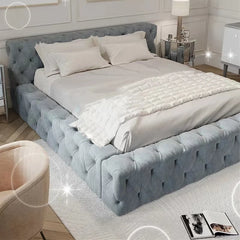 Wood Double Bed European Soft Upholstered Twin Bedroom Furniture Queen Luxury Modern Camas De Dormitorio