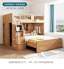 Children's Staggered Upper And Lower Bunk Beds Small Apartment Household Child And Mother Desk Wardrobe Modern bedroom furniture
