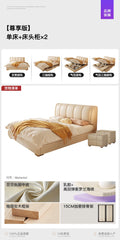 White Cream Cloud Beds Large Size Beauty Wooden Comfortable Upholstered Beds Ergonomic Floor Letto Matrimoniale Home Furniture